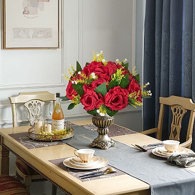 10 Piece Red Silk Flower Balls Artificial Floral Arrangements for Indoor and Outdoor Use