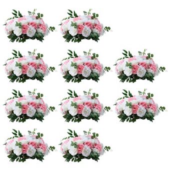 Artificial Pink and White Flower Balls Set of 10 for Table Centerpieces and Event Decor