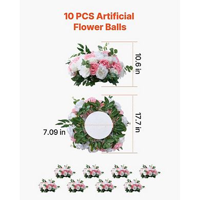 Artificial Pink and White Flower Balls Set of 10 for Table Centerpieces and Event Decor