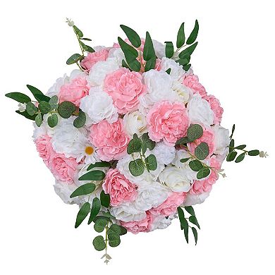 Artificial Pink and White Flower Balls Set of 10 for Table Centerpieces and Event Decor