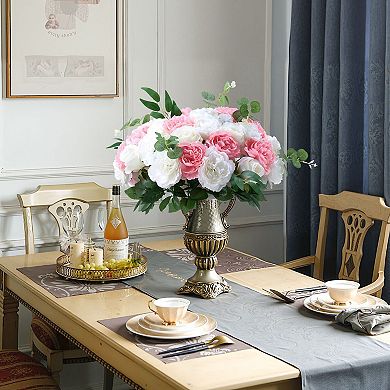 Artificial Pink and White Flower Balls Set of 10 for Table Centerpieces and Event Decor