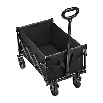 Folding Utility Wagon Cart with All-Terrain Wheels for Beach and Garden