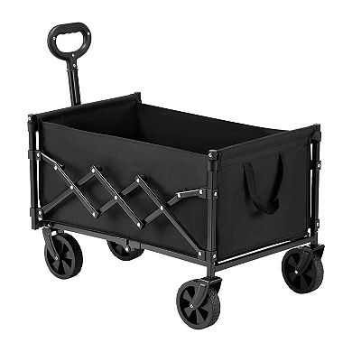 Folding Utility Wagon Cart with All-Terrain Wheels for Beach and Garden
