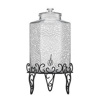 2.5-Gallon Glass Drink Dispenser with Stainless Spigot and Elevated Stand