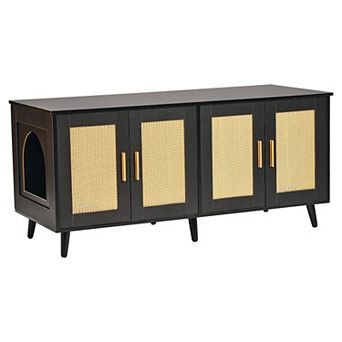 Cat Litter Box Enclosure Cabinet for Living Room or Bedroom - Black