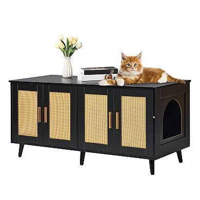 Cat Litter Box Enclosure Cabinet for Living Room or Bedroom - Black