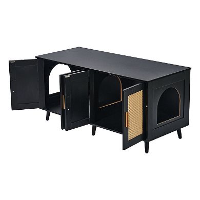 Cat Litter Box Enclosure Cabinet for Living Room or Bedroom - Black
