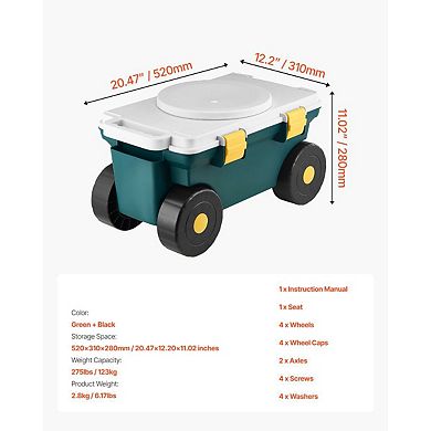 Garden Cart with Large Wheels and Storage Compartment for Yardwork