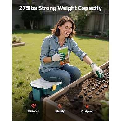 Garden Cart with Large Wheels and Storage Compartment for Yardwork