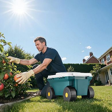 Garden Cart with Large Wheels and Storage Compartment for Yardwork
