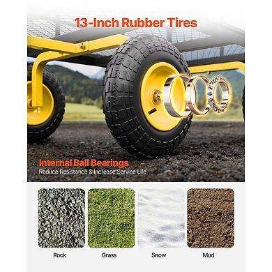 Large Capacity Garden Wagon with Ergonomic Handle and All-Terrain Wheels