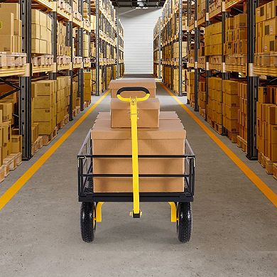 Large Capacity Garden Wagon with Ergonomic Handle and All-Terrain Wheels