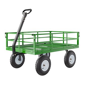Large Capacity Garden Wagon with Ergonomic Handle and All-Terrain Wheels