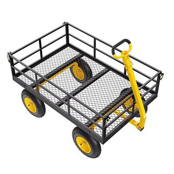 Large Capacity Garden Wagon with Ergonomic Handle and All-Terrain Wheels