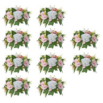 10 pc Pink and White Flower Balls Artificial Floral Decorations for Weddings and Parties