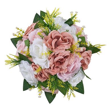 10-Piece Pink and White Flower Balls Artificial Floral Decorations for Weddings and Parties