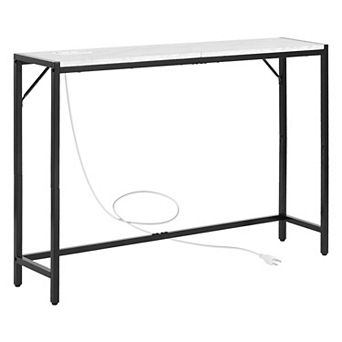 Modern Console Table with USB/AC Charging and Adjustable Feet Black
