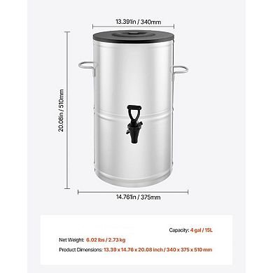 4-Gallon Iced Tea Dispenser with Drip-Free Spigot and Stainless Steel Handle