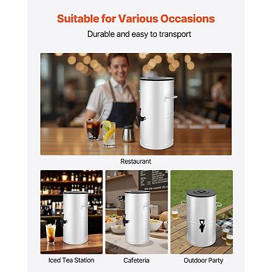 4-Gallon Iced Tea Dispenser with Drip-Free Spigot and Stainless Steel Handle