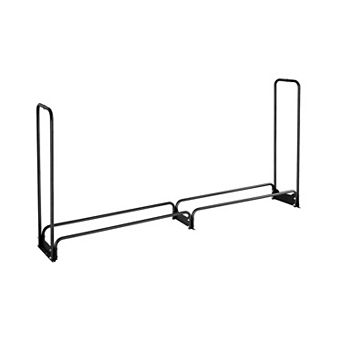 Half Cord Firewood Storage Rack with Cover, Raised Log Holder for Outdoor Use - Black