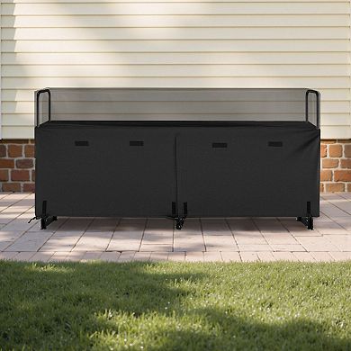 Half Cord Firewood Storage Rack with Cover, Raised Log Holder for Outdoor Use - Black