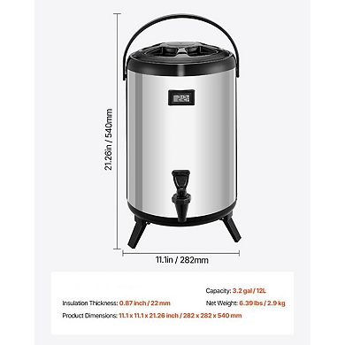 Insulated Beverage Dispenser with Real-Time Temperature Display and Spigot