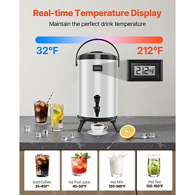 Insulated Beverage Dispenser with Real-Time Temperature Display and Spigot