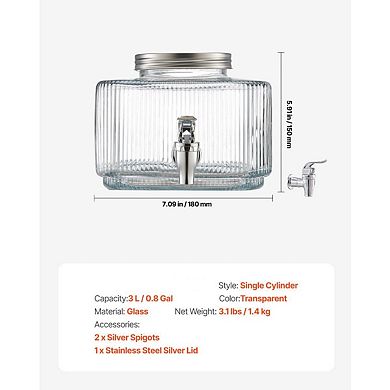 Glass Countertop Beverage Dispenser with No-Drip Spigot and Easy-Clean Lid