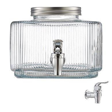 Glass Countertop Beverage Dispenser with No-Drip Spigot and Easy-Clean Lid