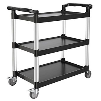 Mobile Utility Cart with 360° Casters for Garage, Classroom, and Home - Black
