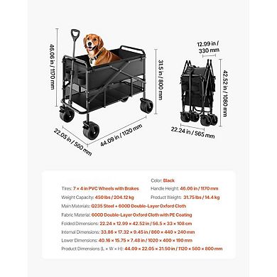 Folding Wagon with Upper and Lower Storage for Camping and Beach Gear