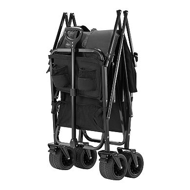 Folding Wagon with Upper and Lower Storage for Camping and Beach Gear
