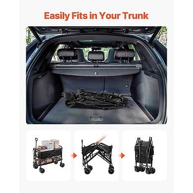 Folding Wagon with Upper and Lower Storage for Camping and Beach Gear