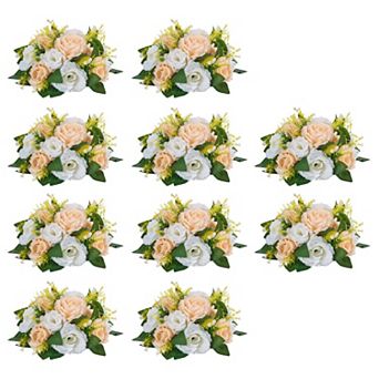10 pc Champagne White Half-Sphere Flower Balls with Stable Base for Event and Wedding Displays