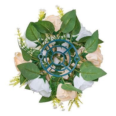 10-Pieces Champagne White Half-Sphere Flower Balls with Stable Base for Event and Wedding Displays