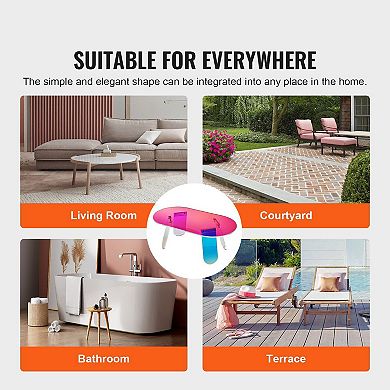 Oval Acrylic Side Table, Iridescent End Table with Slip-Proof Pads for Home Use - Multicolor