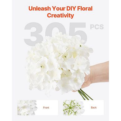 305-Piece White Hydrangea Stems Artificial Flowers for DIY Arrangements and Centerpieces