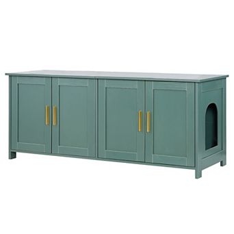 Indoor Cat Litter Box Enclosure with Doors, Multi-Cat Furniture Cabinet