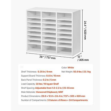 24-Compartment Document Organizer for Home Office, School, or Workspace