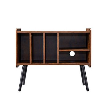 Media Organizer Stand with Turntable Top and Vinyl Compartments