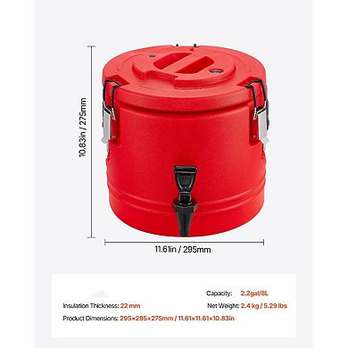 Insulated Beverage Dispenser with Drip-Free Spigot and Foam Insulation - Red