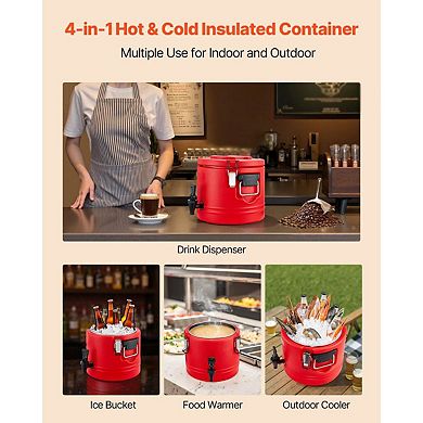 Insulated Beverage Dispenser with Drip-Free Spigot and Foam Insulation - Red