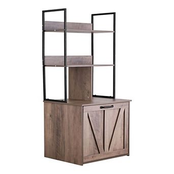 Cat Litter Box Enclosure Storage Cabinet with Shelf, Indoor Hidden Litter Box - Light Grey