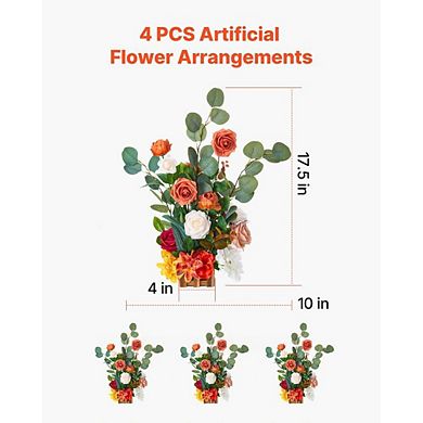 4-Piece Orange Flower Balls Artificial Floral Decorations for Weddings Parties and Home Decor