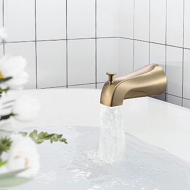 4-Piece Bathroom Faucet Set with Tub Spout, Shower Head, and Temperature Control - Golden