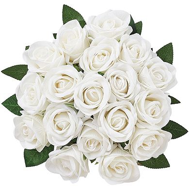 60-Piece White Rose Stems Artificial Flowers with Flexible Wire for DIY Bouquets and Centerpieces