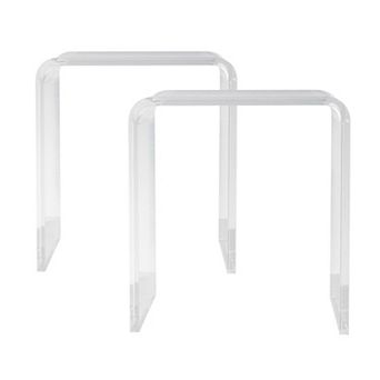 Set of 2 C-Shaped Acrylic Side Tables, End Tables for Sofa or Bed - Clear
