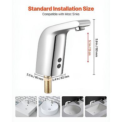 Touch-Free Bathroom Faucet with Infrared Sensor and 6.3-Inch Activation Range
