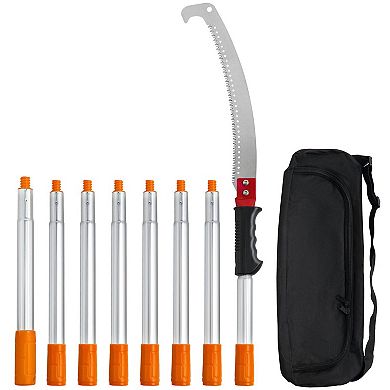 Manual Pole Saw for High and Low Branch Trimming, Yard and Garden Tool - Silver
