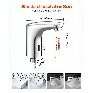 Touchless Bathroom Faucet with Infrared Sensor and Adjustable Water Temperature